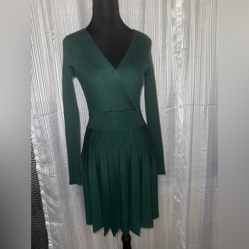SHEIN Deep Green Long Sleeve Dress